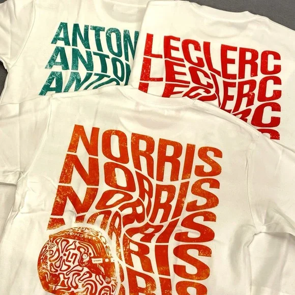 F1 Norris McLaren-Antonelli Mercedes-Leclerc Ferrari Sz Sm Viral Oversized Tee - Picture 2 of 11